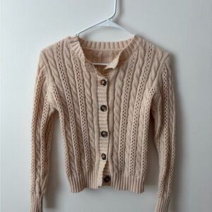 SHEIN Cable Knit Beige Cardigan